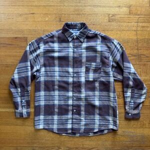 Brother Brother Flannel Shirt Plaid Button Up Long‎ Sleeve Brown Mens Small